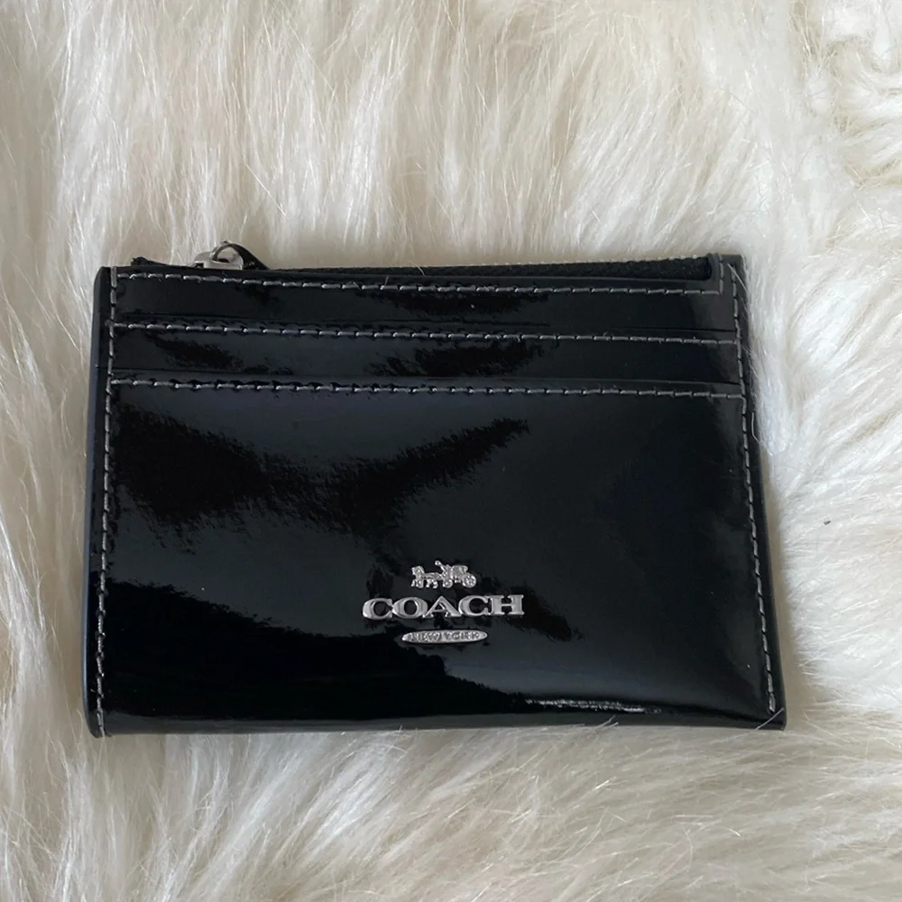Patent leather mini skinny ID card case